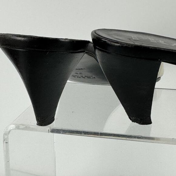 PRADA Kitten Heel Slip on Mules Black White Made in Italy Womens 7.5 - 38 EU - Picture 8 of 8